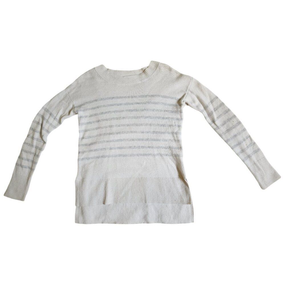 Gap white gray striped sweater sz XS